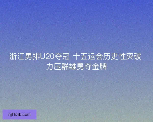 浙江男排U20夺冠 十五运会历史性突破 力压群雄勇夺金牌